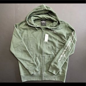 Hollister embroidered zip up hoodie